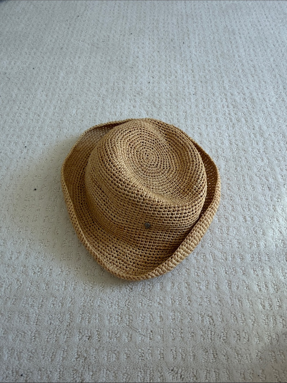 Helen Kaminski women’s  Crochet Straw Fedora in Natural Tan